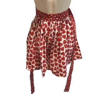 Girls Apron Red White Hearts Homemade Sz Medium M